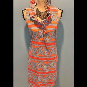Mudpie Orange and navy stripped mini dress. Size M